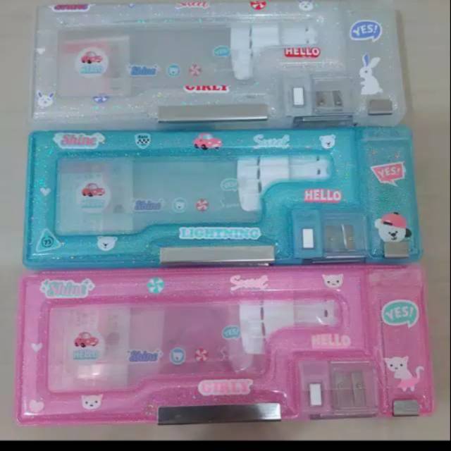 

Tempat Pensil Magnet Gliter Transparan