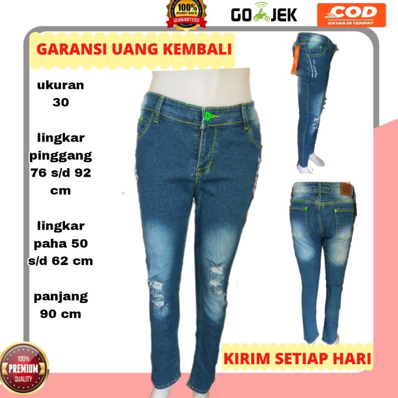 CELANA JEANS WANITA MOTIF SOBEK celana jeans jins perempuan cewek cewe fashion terbaru premium terkini tebal Stretch wanita panjang