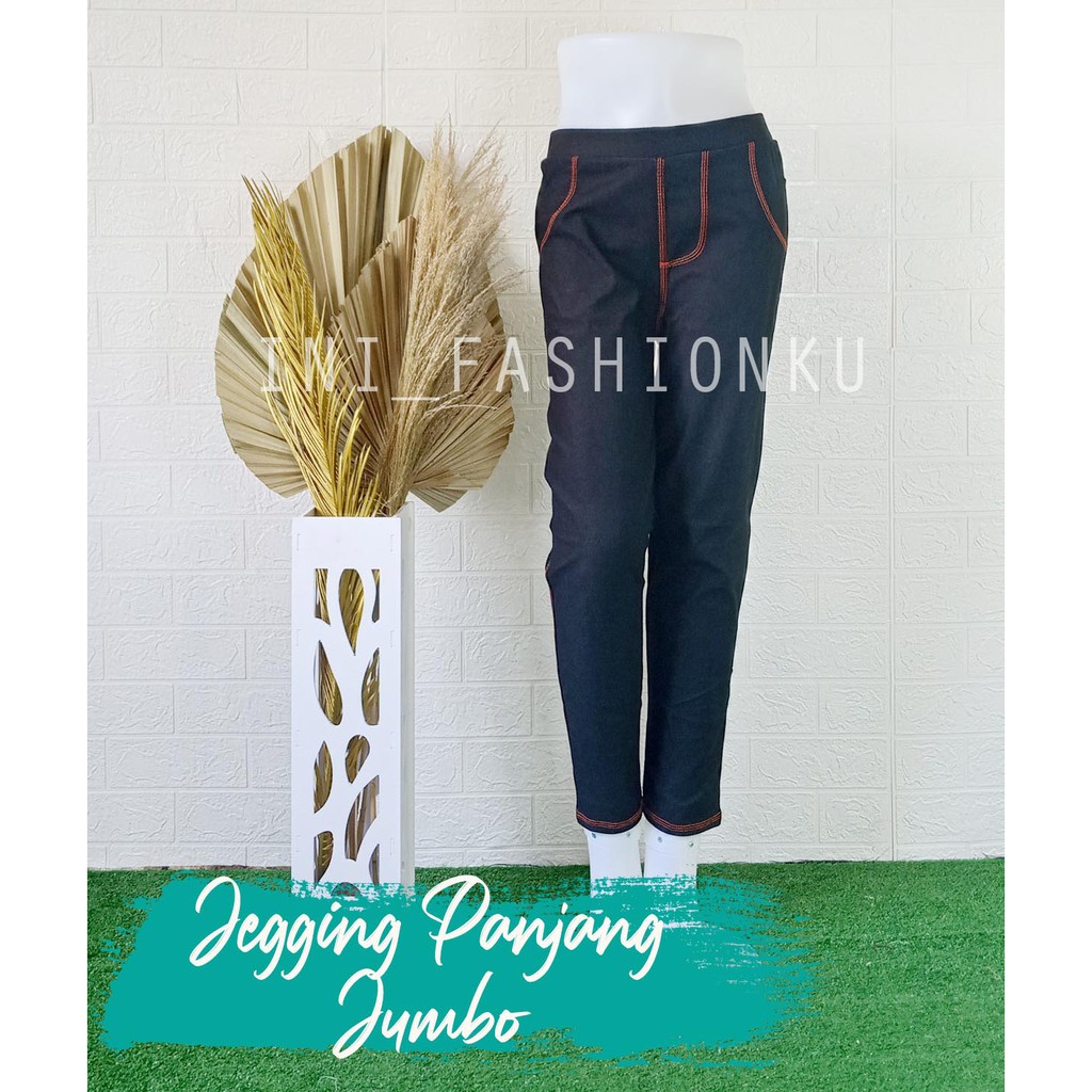 PROMO JEGGING JEANS PANJANG PINGGANG KARET UKRUAN JUMBO CELANA MURAH BISA COD