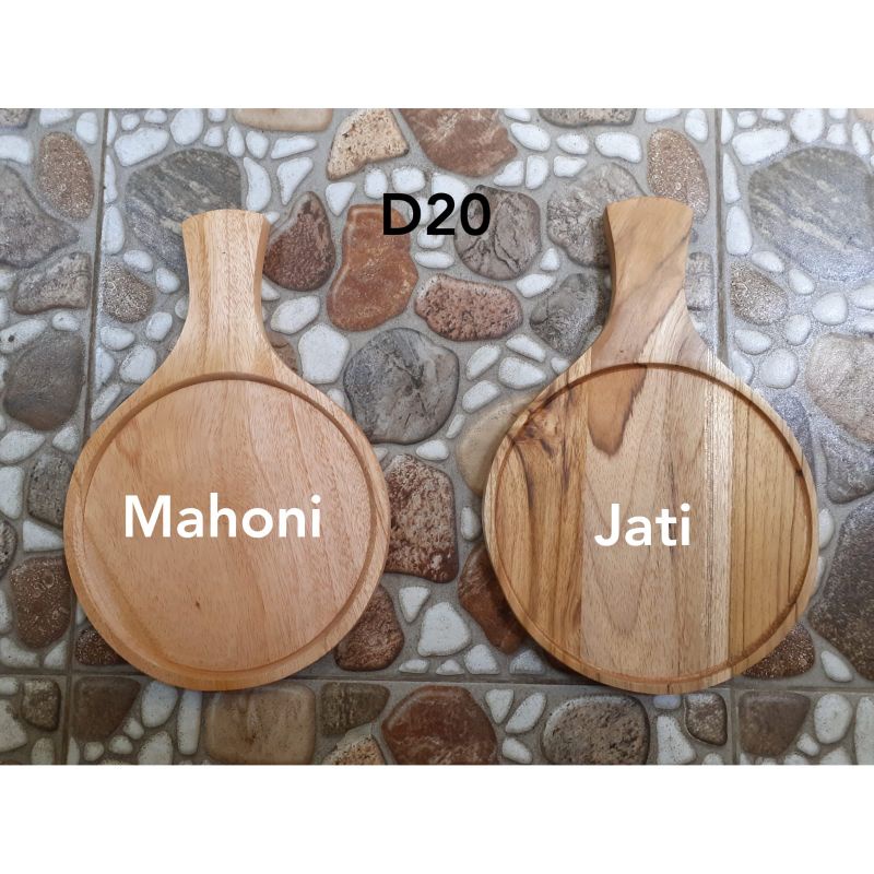 Talenan Pizza Kayu Jati Mahoni/ Tatakan Pizza / Tatakan Penyajian Pizza Coakan d20 cm