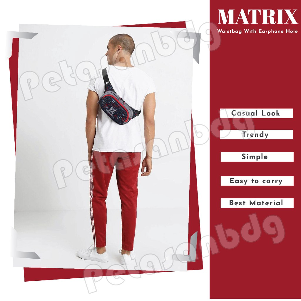 PTS - Gear Bag Port MATRIX 13105 - Waistbag WITH EARPHONE HOLE Tas Selempang Pria Pinggang Messenger