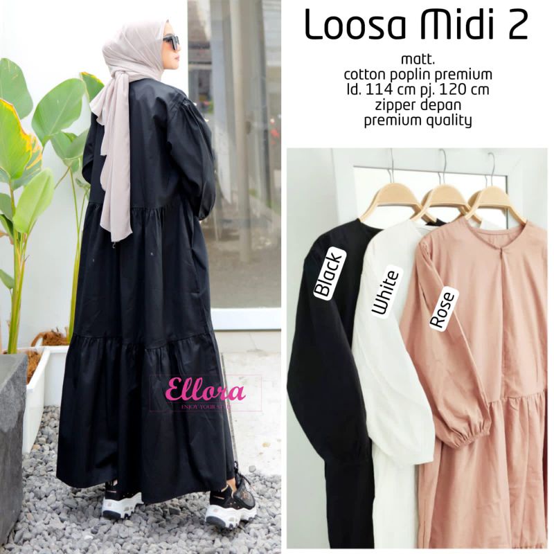 LOOSA MIDI#2 MAXY//DRESS WANITA//DRESS MUSLIM//DRESS DAILY//GAMIS DRESS//GAMIS WANITA BY ELLORA