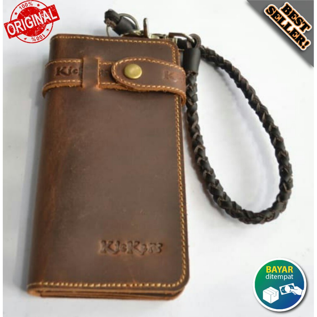 Dompet Panjang Kulit Asli Rantai Kickers Full Kulit Asli Original