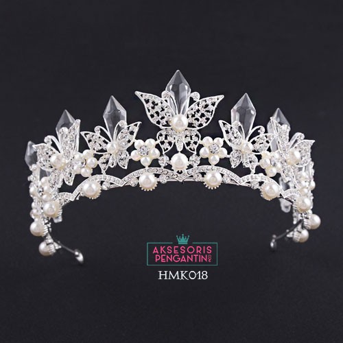 Aksesoris Royal Crystal Wedding Modern l Paket Mahkota Kalung Anting - HMK018