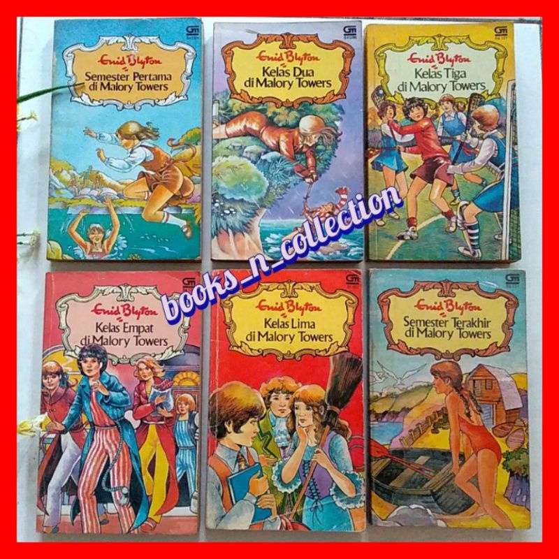 novel malory towers enid blyton bekas set cover langka vintage 1-6 tamat