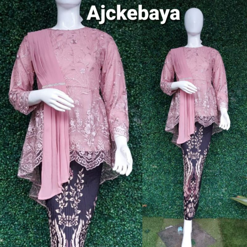 kebaya gotiik tille selendang /stelan kebaya modern tulle