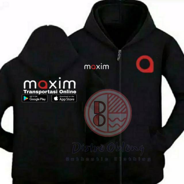 Jaket Hoodie Sweeter Hitam Sleting Zipper Ojek Online Maxim Ojol Distro
