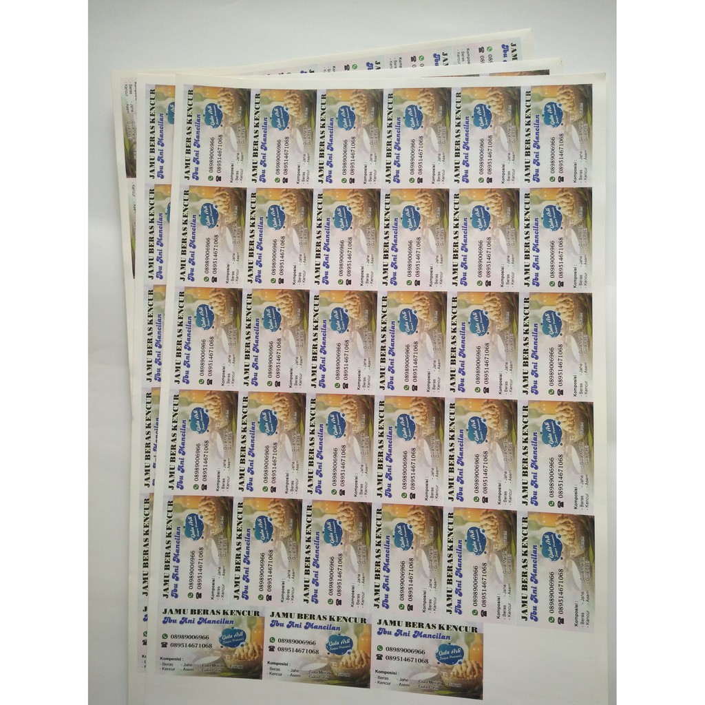 

Cetak sticker label makanan a3+ / stiker vinyl putih / sticker vinyl transparan / chromo / bontak