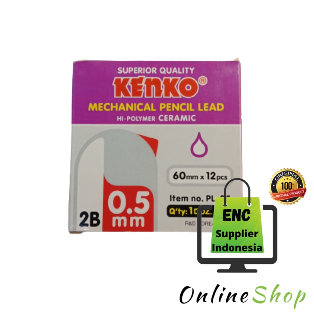 

6 tube KENKO isi pensil 2B mekanik kenko pl 05 0.5 mm x 60 mm pencil lead pl-05 per 6 tube - enc.sup