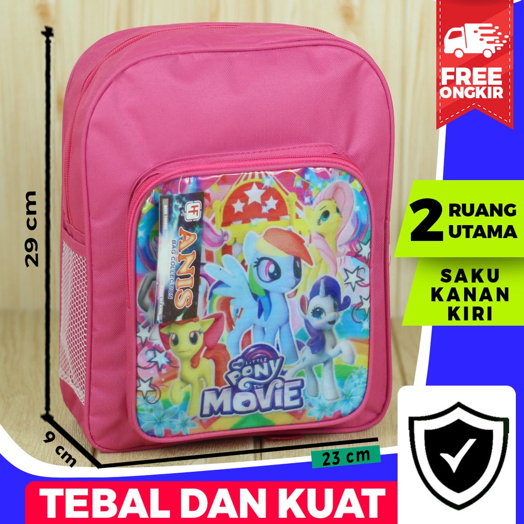 Tas Anak Perempuan Motif Pony Mini Pink Lucu Back Pack Sekolah TK PAUD Bahan Tebal Kuat Berkualitas