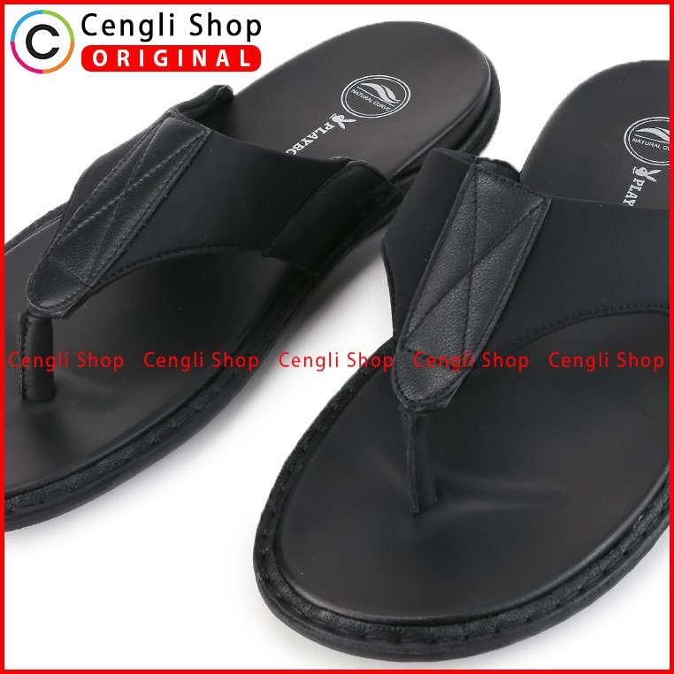 PLAYBOY SANDAL JEPIT KULIT CASUAL PRIA ORIGINAL TERBARU HITAM PLC6