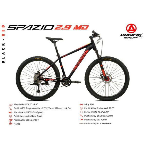 Pacific Spazio 2.9 MTB 27.5 Blackbox 3x9 speed Disc Brake Kenda Tire