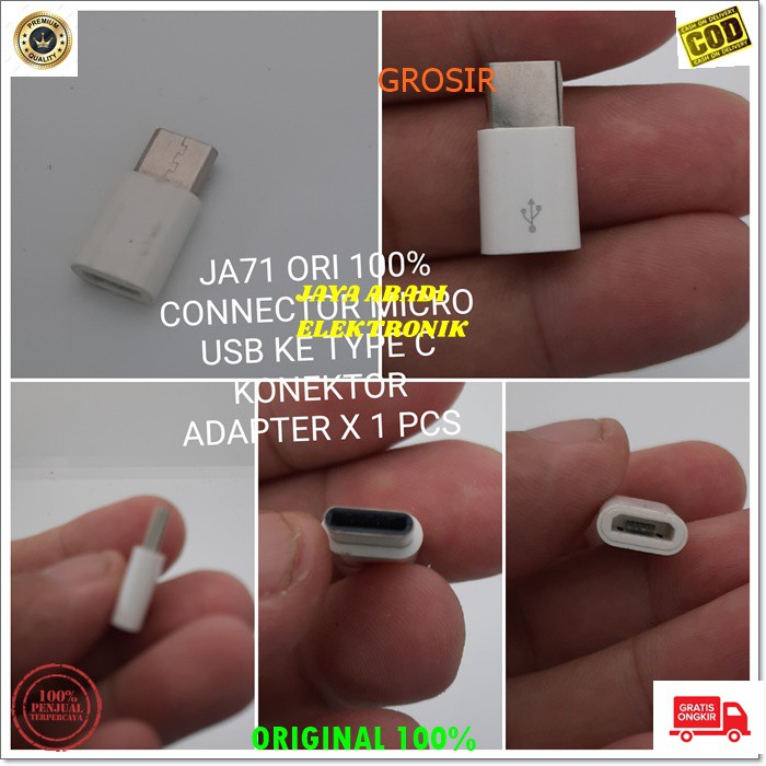 J71 ORIGINAL JACK MICRO USB KE TYPE C KONEKTOR JEK ADAPTER CAS CASAN EXTENSION SAMBUNGAN  connector charger micro usb ke type c tipe c jek jack konektor adapter converter cas casan andoit otg extension konverter hp handphone splitter universal sambungan c