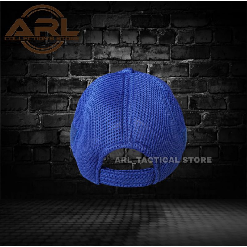 topi double mess biru polos - topi tactical velcro jaring - topi double mess polos