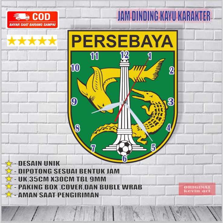 Jam Dinding Logo Persebaya Merchandise Unik Keren Besar Ukuran Jumbo Artistik Ekonomis Terbaru Walldecor