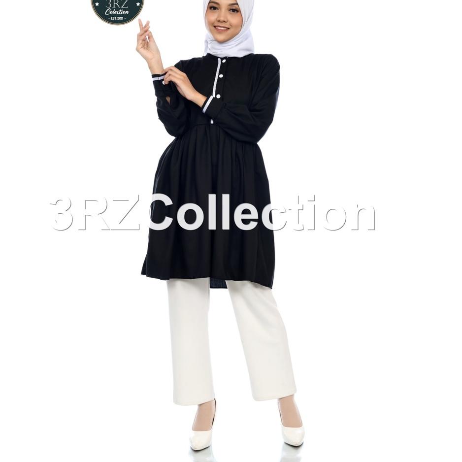 Hot Sell.. Tunik Putih Wanita Baju Tunik Putih Lis Hitam Pns Seragam Putih Pns Wanita Baju Putih Tun
