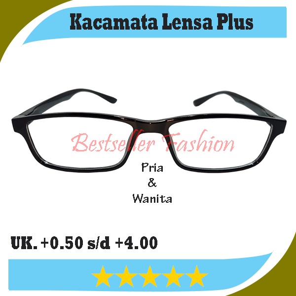 New !!!!! Kacamata Plus (+) Rabun Dekat Uk. +0.50 s/d +4.00 Untuk Pria dan Wanita Frame Kotak Kecil Tanpa Kotak Kacamata