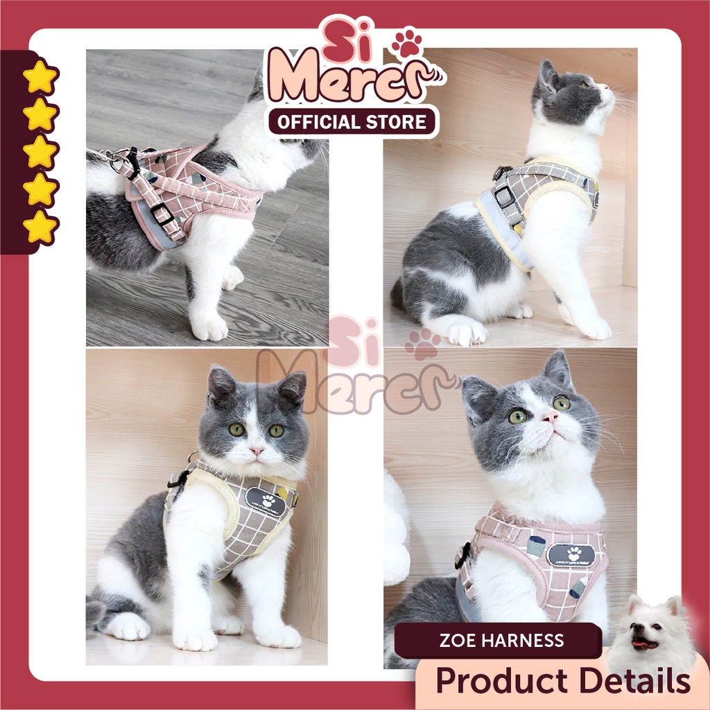 Rompi Kucing Harness Tali Tuntun Motif Kotak-Kotak Plaid | Rompi Kucing Anjing Murah | Tali Tuntun Murah | Cat Dog Leash Tali Tuntun Anjing Dog Puppie Kucing / Tali Reflektif Anjing Kucing