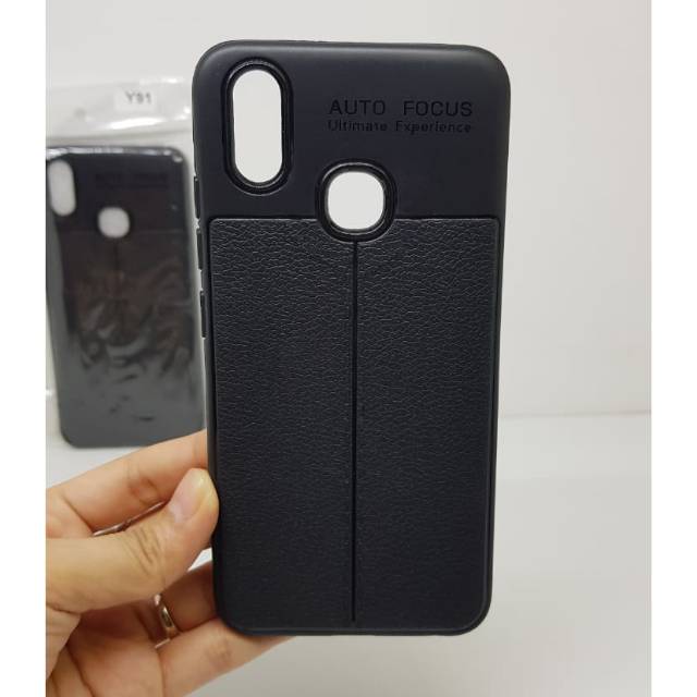 Auto Focus Vivo Y91 6.22 inch Leather Soft Case Vivo Y95 AUTOFOCUS Motif Kulit Jeruk TIDAK MENGUNING