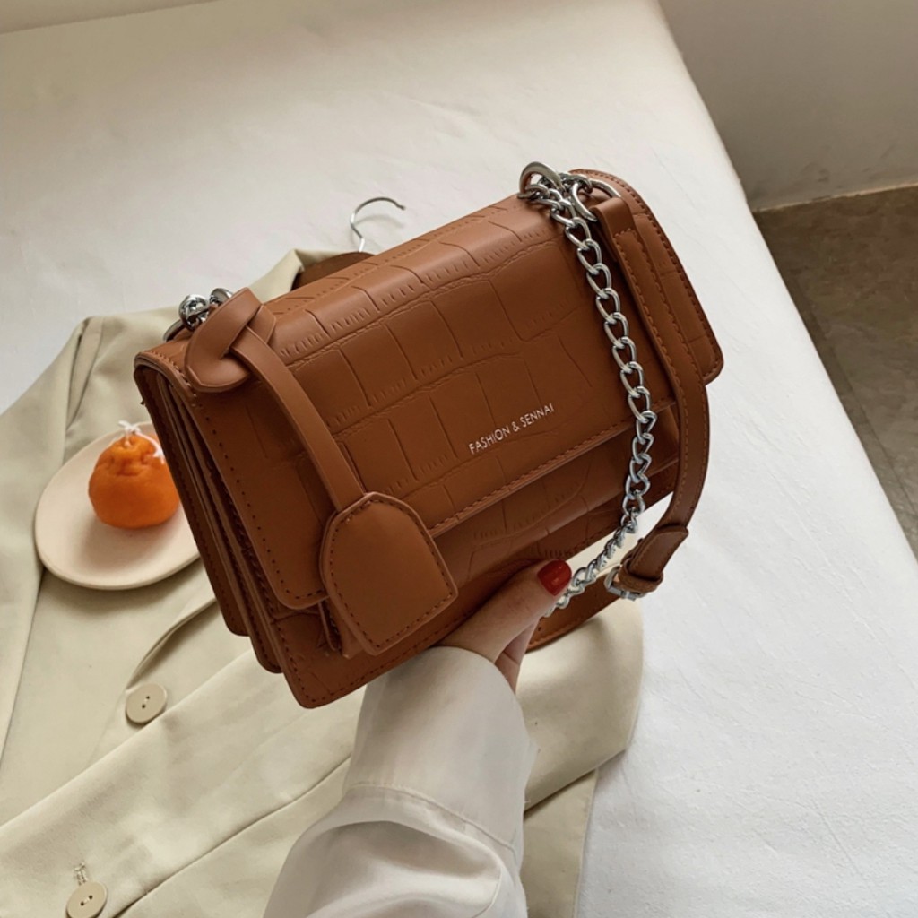 TAS SELEMPANG SLINGBAG WANITA CEWEK IMPORT MURAH BATAM KULIT BUAYA ULAR PERSEGI SENNAI JRC8575 JTG28