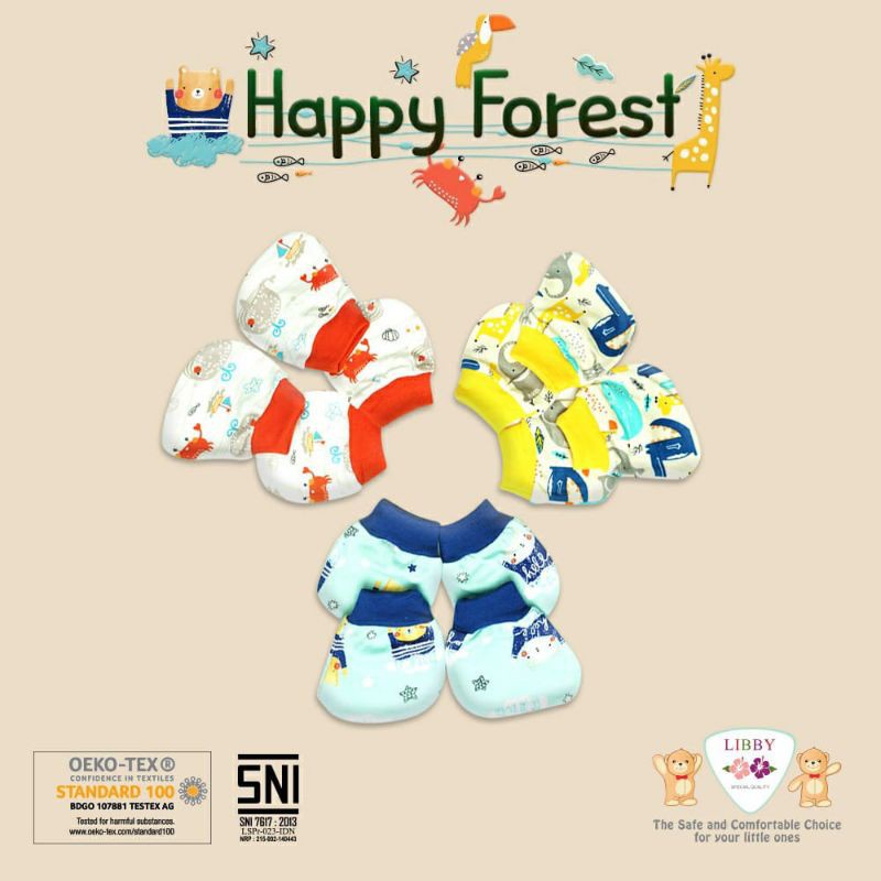 LIBBY-1PASANG SARUNG TANGAN DAN KAKI LIBBY MOTIF-SARUNG TANGAN LIBBY MOTIF MIX BOY SERIES