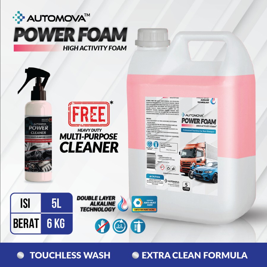 Shampoo Touchless / Tanpa Sentuh Power Foam Double Layer Alkali Mobil & Motor Automova - 5 Liter