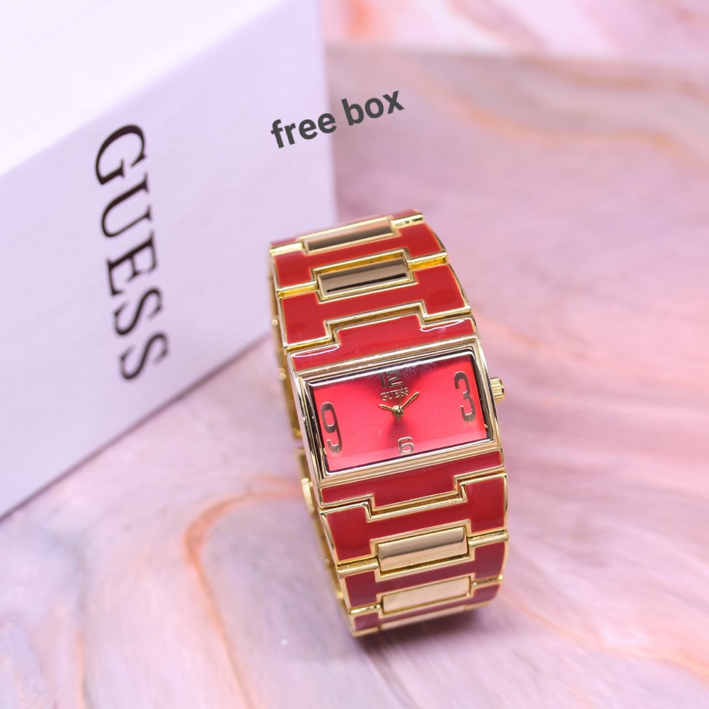 BEST SELLER JAM TANGAN WANITA GUESS W80 TALI RANTAI BODY MOTIF DM 3.5CM FREE BOX || JAM TANGAN WANITA FASHION WANITA GUESS RANTAI