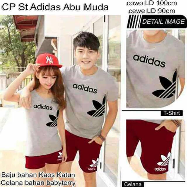 Couple setelan adidas lengkap sama celana baju Adidas pasangan baju couple Adidas kaos couple adidas