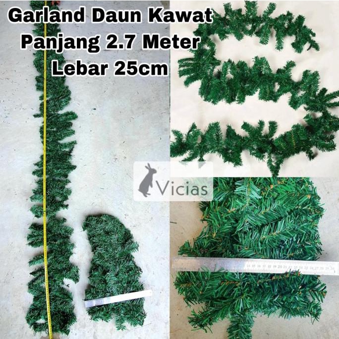 Tin10 Garland Daun Kawat Lilit Murah Hiasan Dekorasi Natal Christmas