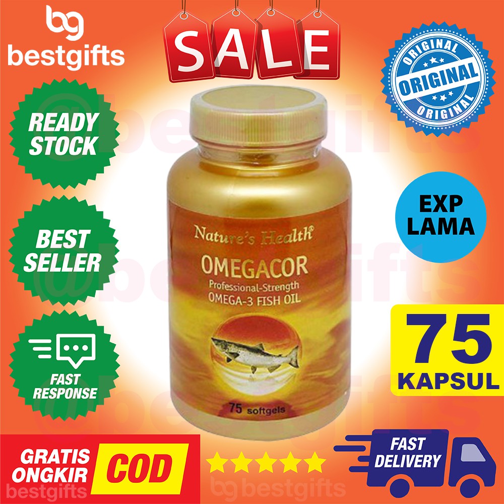 NATURE'S NATURES NATURE HEALTH OMEGACOR IKAN OMEGA 3 SALMON FISH OIL - 75 KAPSUL SOFTGELS