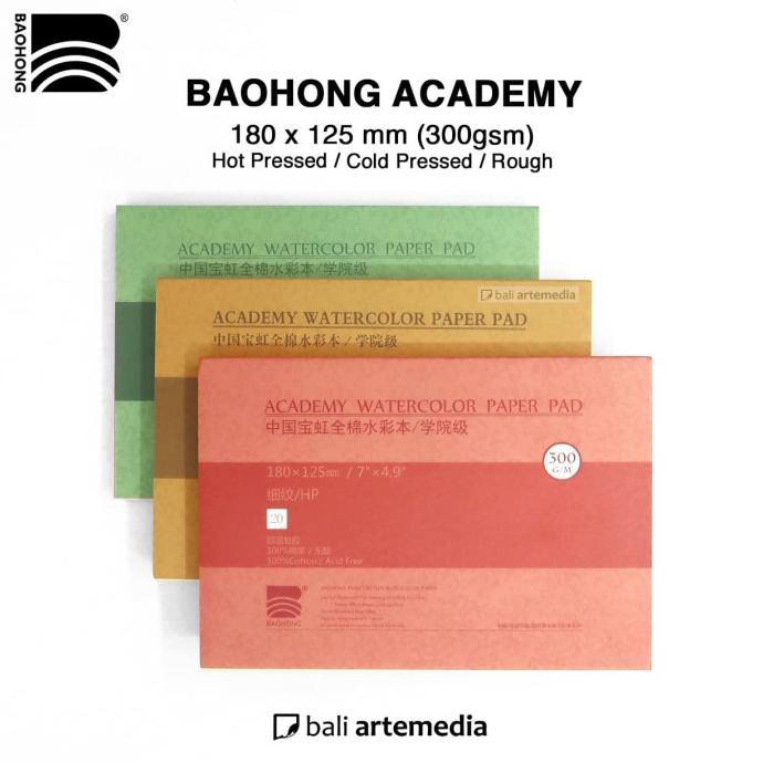 

(COD) Baohong Academy watercolor paper pad 20lbs 300gsm HP/CP/R size 180x125 - Rough