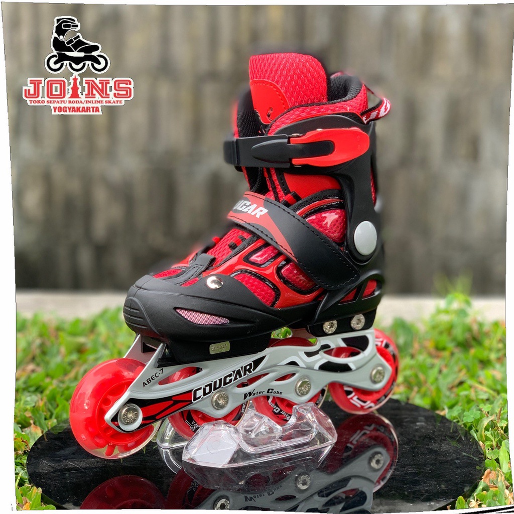 Sepatu Roda Anak Inline Skate anak Cougar MZS835LSG Black Red