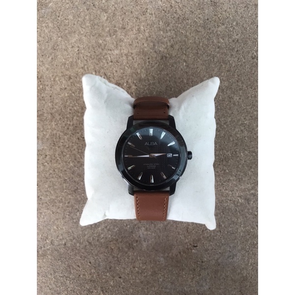 Tangan Pria Alba Bekas Second Preloved Analog Original Fashion Klasik Style Stainless Steel Kulit Ak