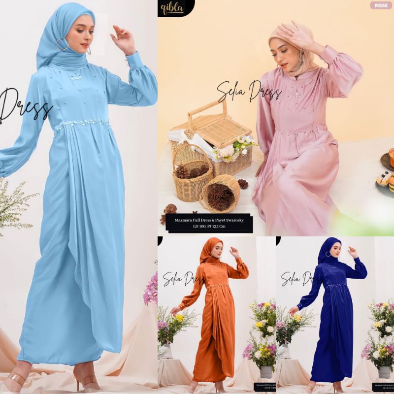 Seila Dress wisuda dress kondangan ready stock selia dress kondangan dress maxmara gaun silk full pa