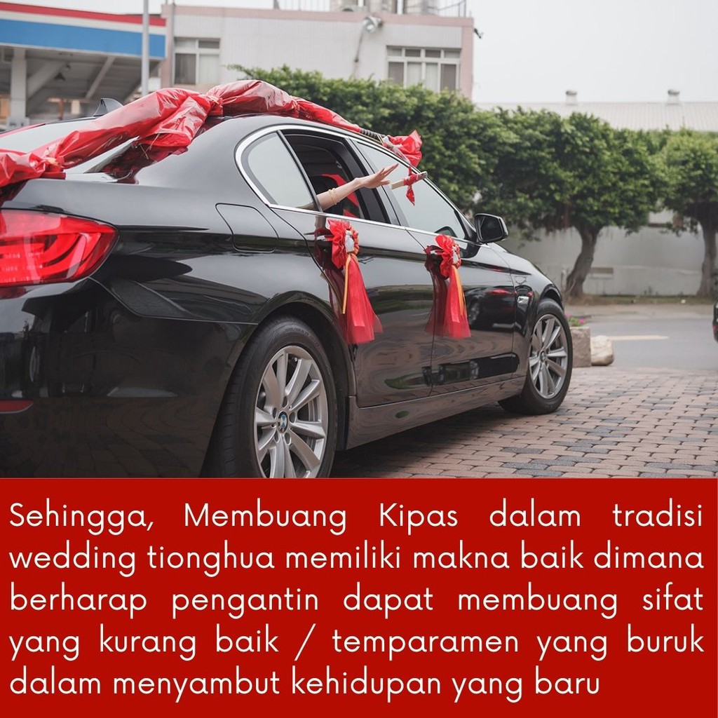 Kipas Wedding Murah Warna Merah Gold Motif Shuang Xi untuk tradisi Chinese Tionghua Buang Kipas