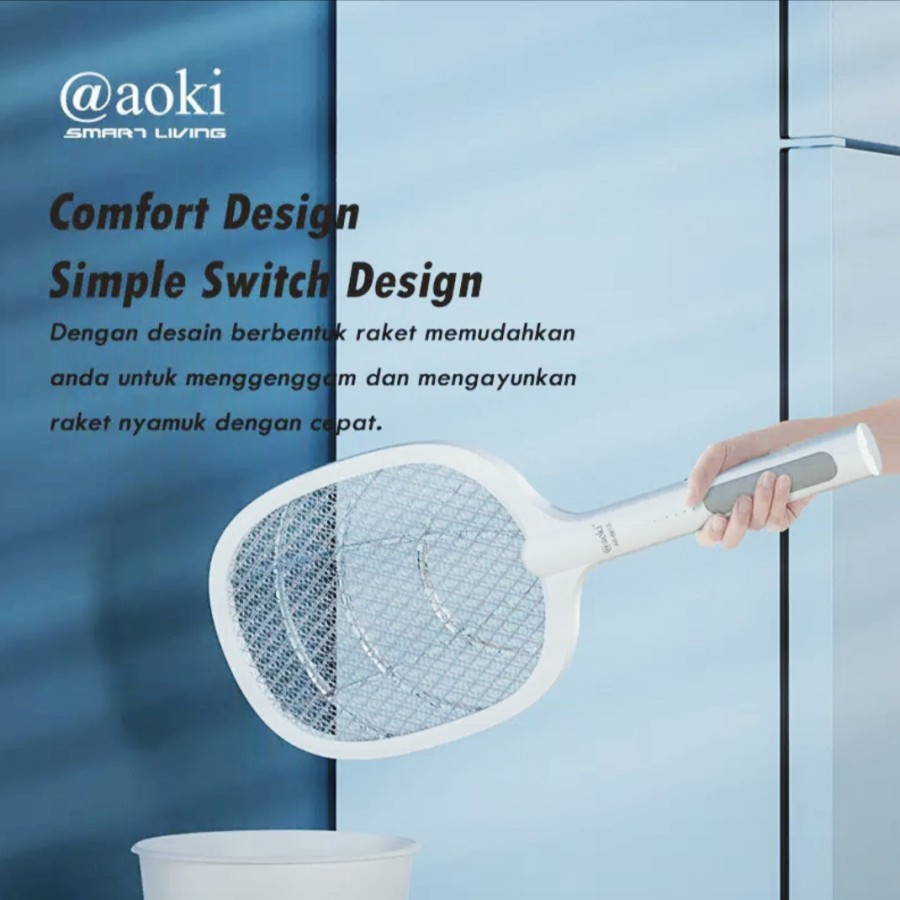 Raket Nyamuk Technology Aoki 881S-Putih Efektif 2 In 1/Insect Killier