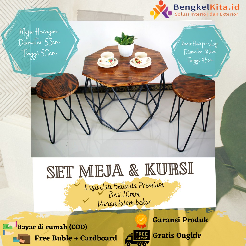 Meja Tamu Minimalis Segi 8 /Furniture meja tamu / meja teras / Coffee Table (1 SET)  | ONGKIR MURAH