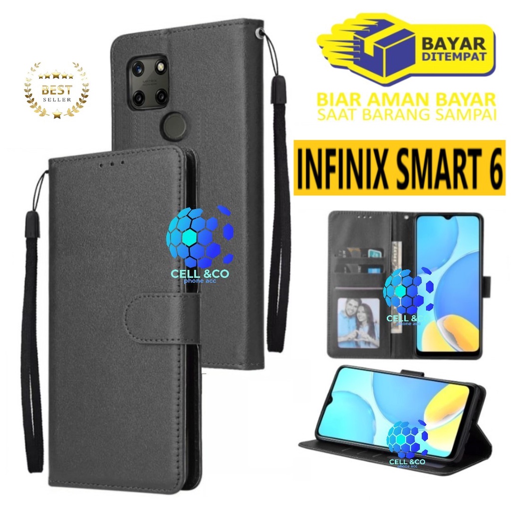 NEW INFINIX SMART 6 CASE FLIP LEATHER WALLET PREMIUM FLIP CASE BUKA TUTUP KESING HP CASING FLIP CASE WALLET INFINIX SMART 6