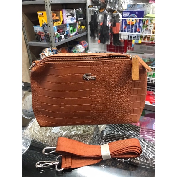TAS SLEMPANG LACOSTE BAHAN CROCO