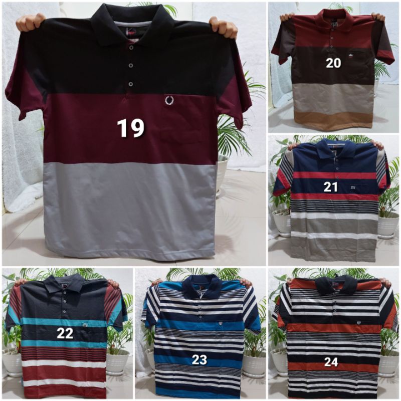 Kaos Salur 3XL Kaos Kerah Jumbo 3XL XXXL 3L - Kaos Big Size 3XL XXXL - Kaos Kerah Jumbo Garis - Kaos Wangki Dewasa