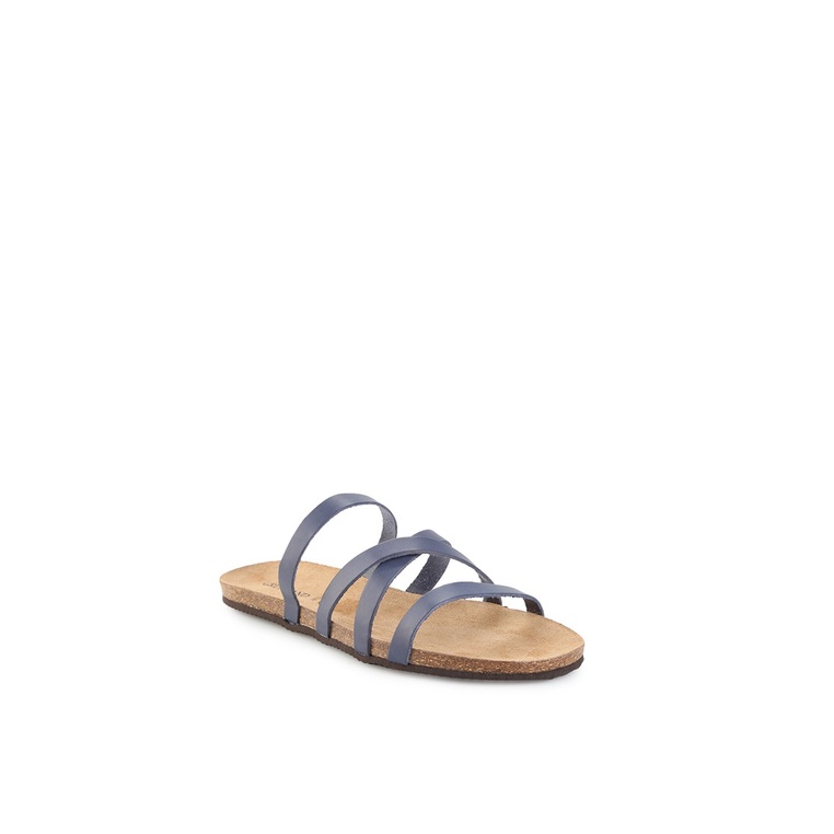 SANDAL SLIDE KULIT GRUNLAND WANITA ORIGINAL FLAT CASUAL BIRU GRW13