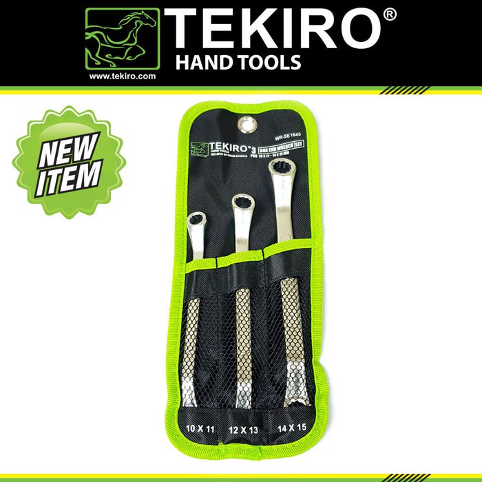 TEKIRO Kunci Ring Set 3 Pcs Kunci Ring Ring Set 3Pcs ( 10x11) (12x13) (14x15) mm Box Ended Wrench Spanner Metric Set 10-15 m