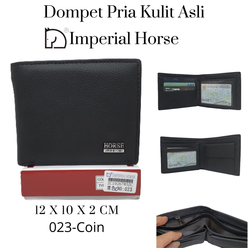 Dompet Pria Kulit Asli Dompet Lipat Original Import |Dompet Cowo Imperial Horse(Horse#023#Kartu#Koin