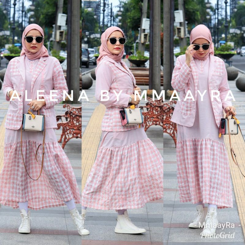 aleena by mmaayra setelan inner dan blazer gamis set katun dealova baju terbaru ootd hijab dress gam
