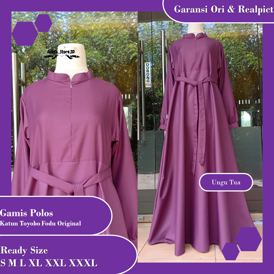 Gamis Toyobo Polos Manset tangan / Tangan Manset / Toyobo Fodu Original/ Tersedia Size S M L XL XXL 