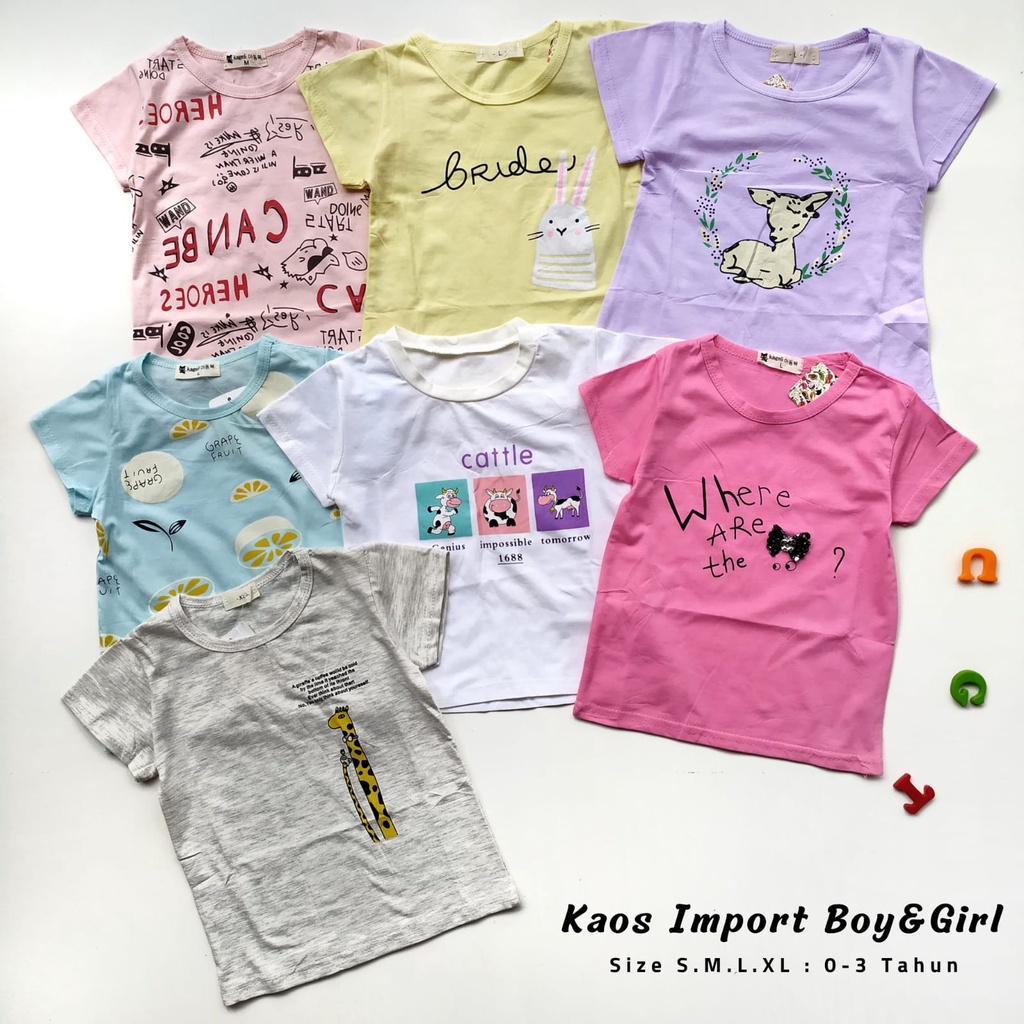 0-3 Thn Kaos Import Baby Anak Cowok Cewek Unisex