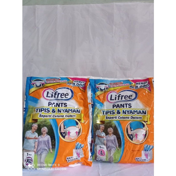 Lifree Popok Celana diapers dewasa Sachet lebih ekonomis murah M L XL Mundjari Grosir Cilacap Kawung