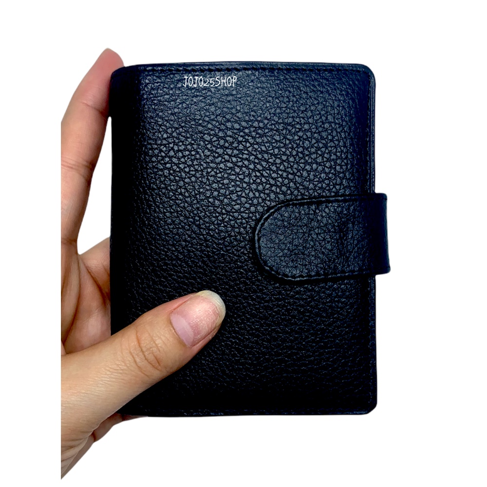 DOMPET KARTU / CARD HOLDER KULIT ASLI PRIA WANITA KANCING 77 HITAM