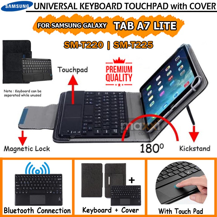 Samsung Galaxy Tab A7 LITE 2021 Bluetooth Keyboard Kibord Touchpad Trackpad Flip Cover Case Casing