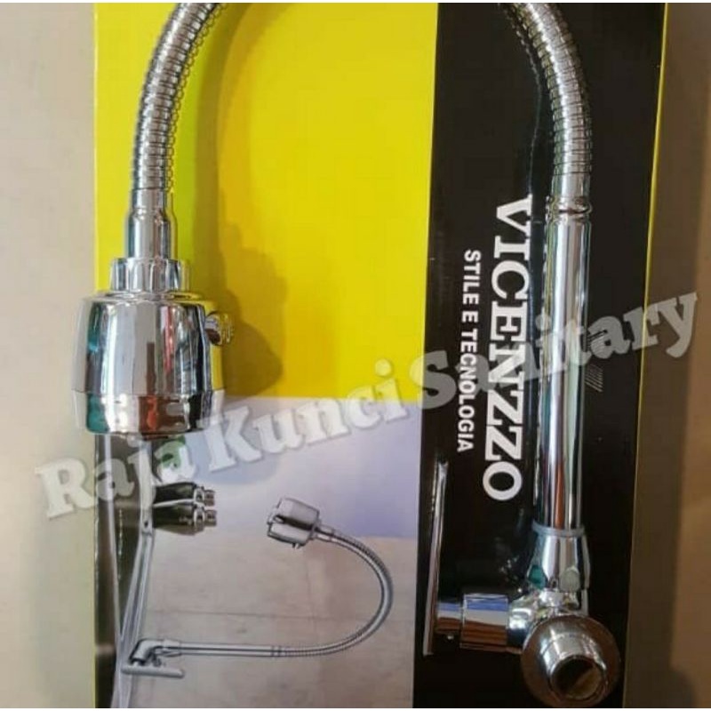 Kran Kitchen Sink Flexibel Kuningan Teba/Kran Cuci Piring Tembok/Dinding